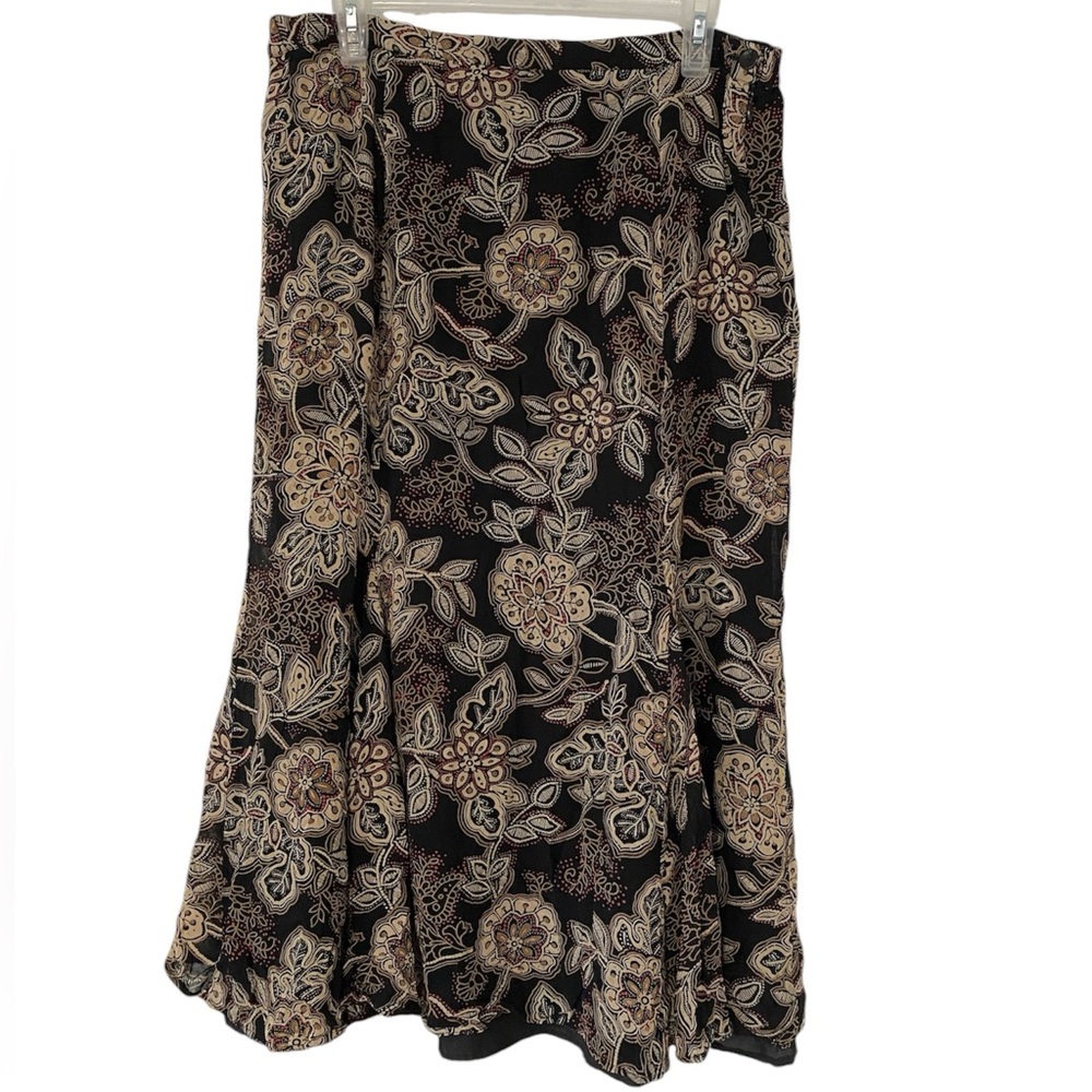 JM Collection Vintage Brown Floral Maxi Skirt